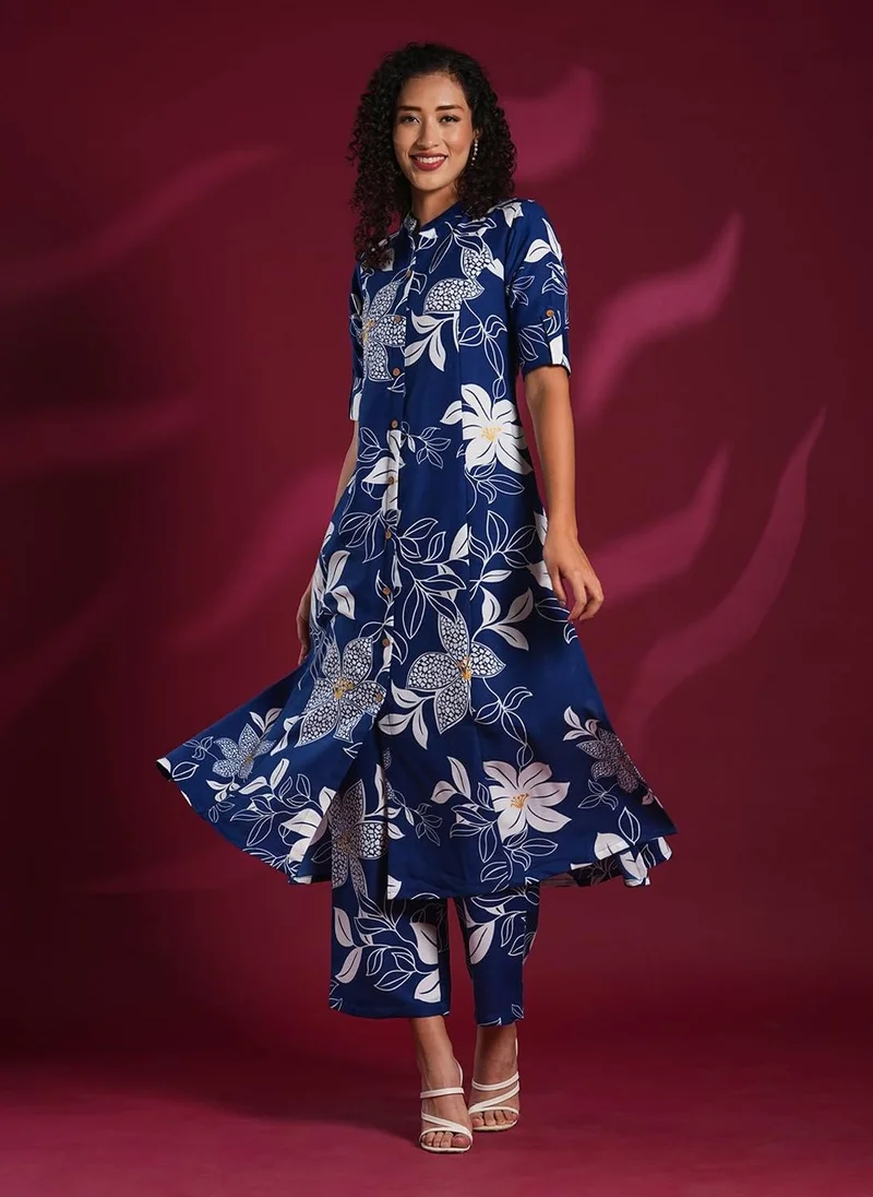 GoSriKi  GoSriKi Women's Rayon Viscose Straight Printed Kurta with Pant (Sunoni Blue-VKS04-GS_5XL_Blue_XXXXX-Large) for Women | Best Price UAE
